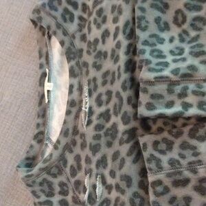 Easel size S black and gray leopard distressed sweatshirt indie grunge